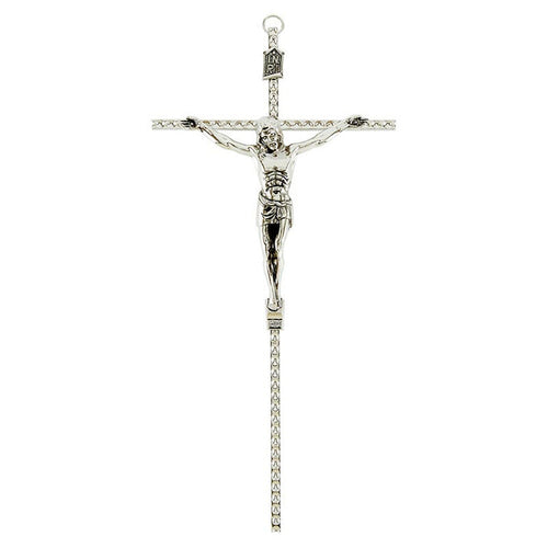10" Silver Hammered Wall Crucifix