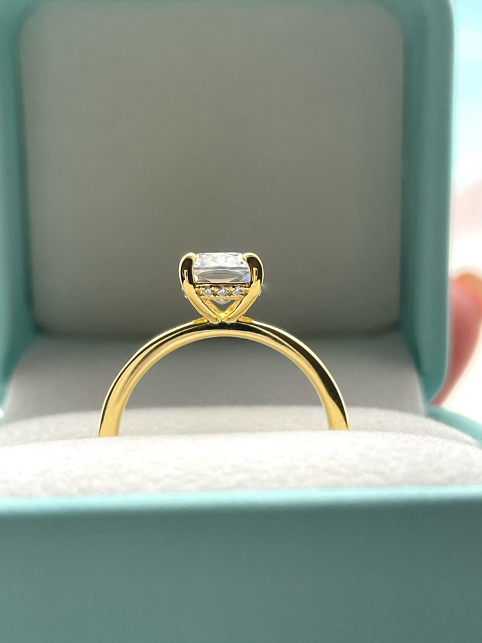 10K, 14K, 18K Gold 2.5CT Cushion Elongated Cut Engagement Ring with Moissanite, moissanite engagement ring