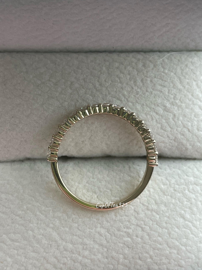 10K, 14K Rose Gold, Yellow Gold, White Gold, Sterling Silver 925 half eternity band with the Finest VVS D Moissanite