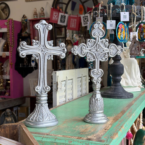 12" Standing Silver Cross