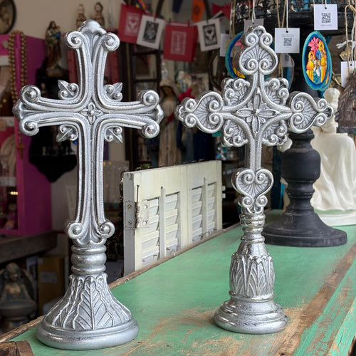 12" Standing Silver Cross