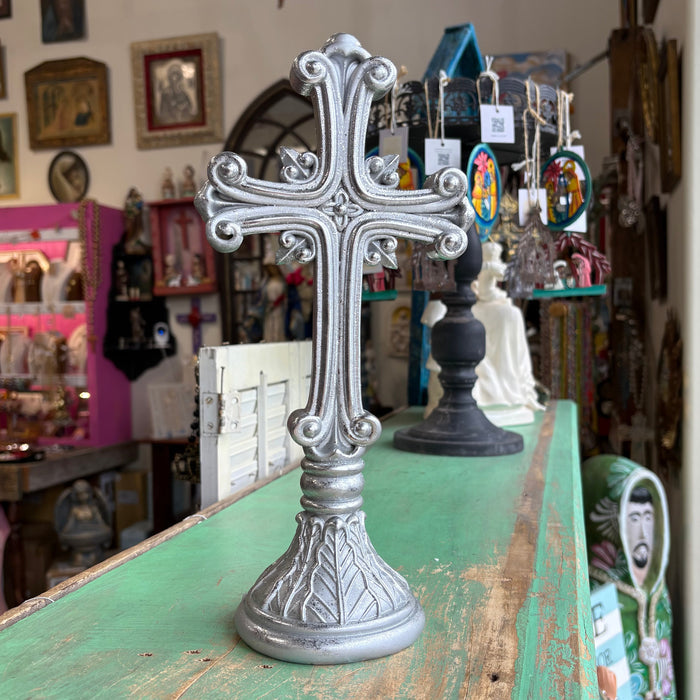 12" Standing Silver Cross