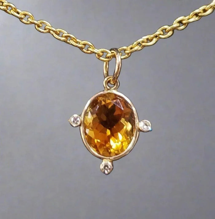 14k Brandy Citrine Pendant Gold In Oval Shape - K Jewelry Accessories