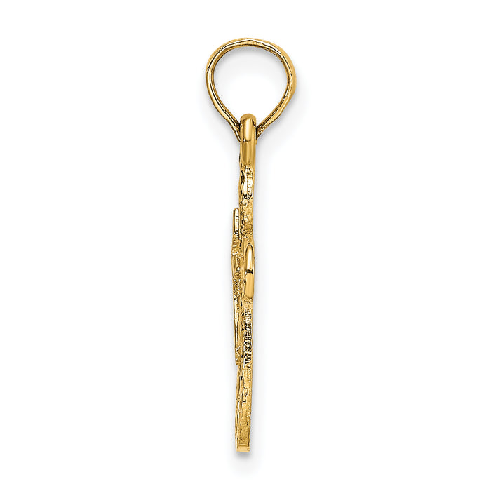14K Cut-Out Cross w/ Small Interior Cross Charm