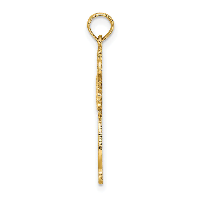 14K Cut-Out Scroll Framed Cross Charm