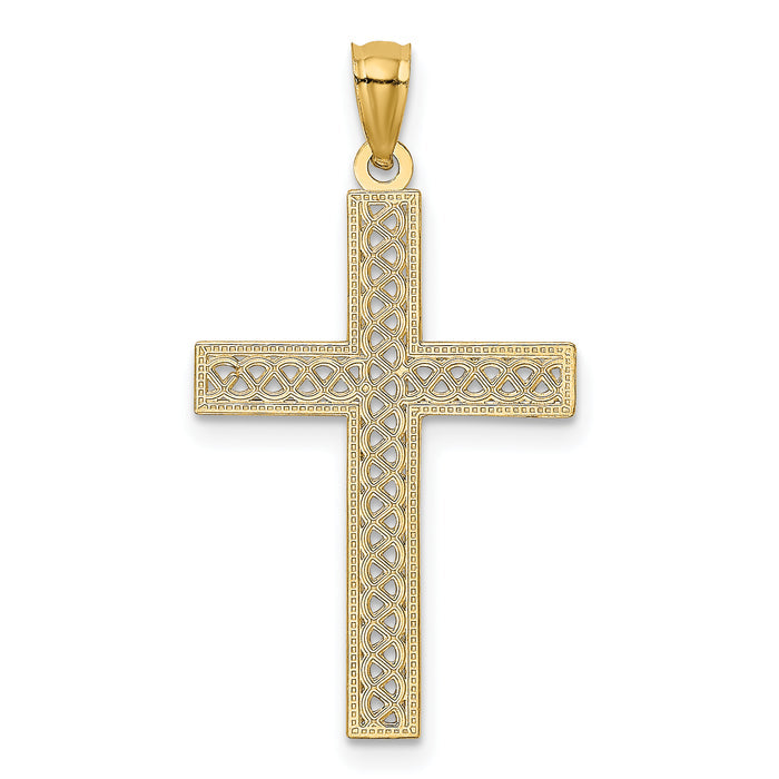 14k Diamond-cut Filigree Cross Pendant