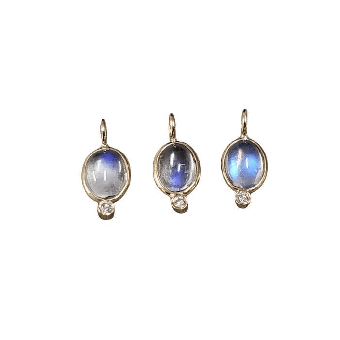 14k Gold Blue Schiller Moonstone Charm Pendant - K Jewelry Accessories