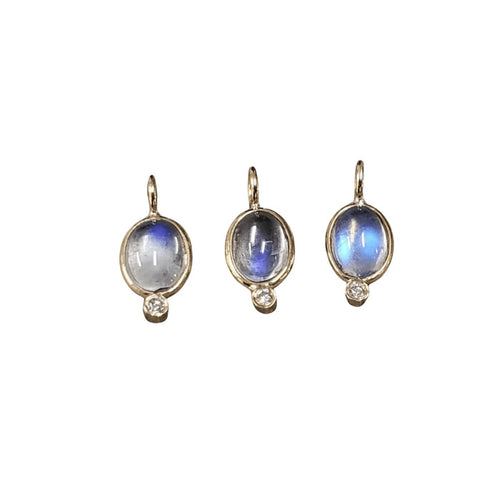 14k Gold Blue Schiller Moonstone Charm Pendant - K Jewelry Accessories