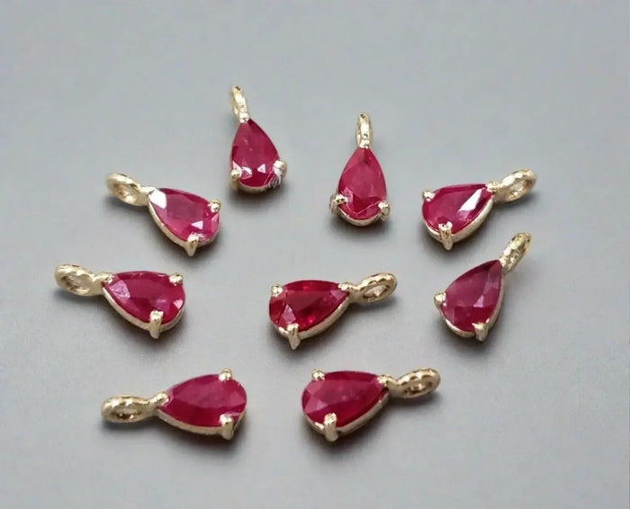 14k Gold Pear Ruby Pendant Charm - K Jewelry Accessories