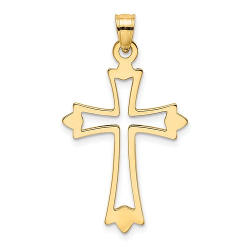 14K Polished and Cut-Out Cross Charm
