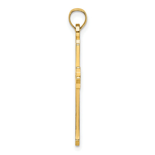 14K Polished and Cut-Out Cross Charm