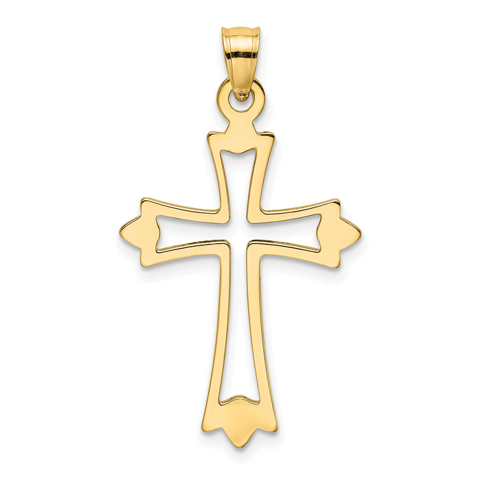 14K Polished and Cut-Out Cross Charm