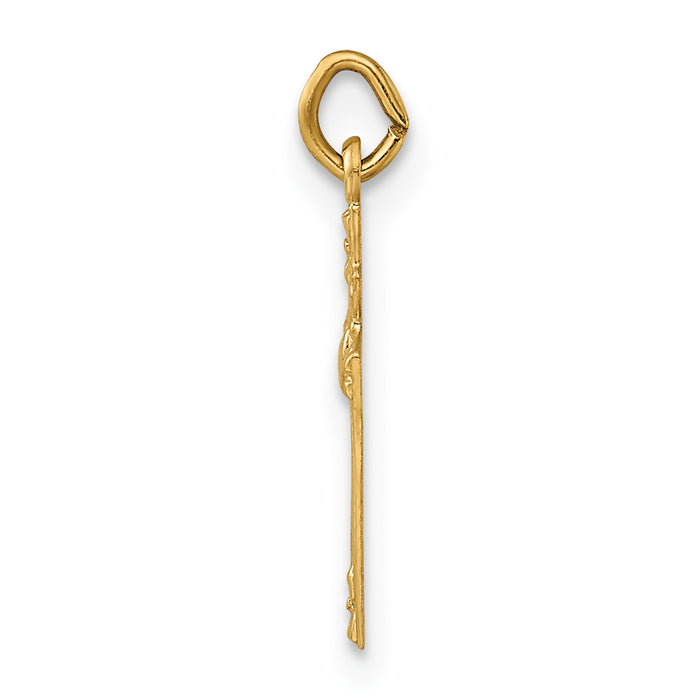 14k Polished Solid Heart Cross Pendant