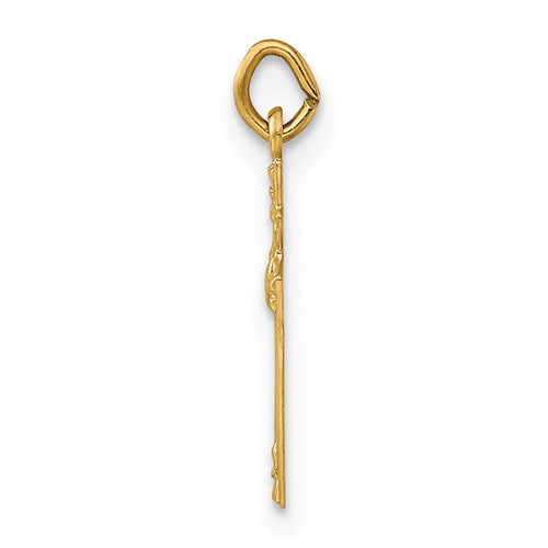 14k Polished Solid Heart Cross Pendant
