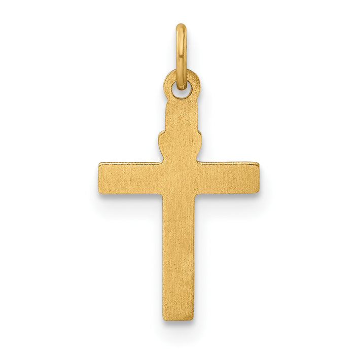 14k Polished Solid Heart Cross Pendant