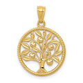 14k Polished Tree Of Life in Round Pendant