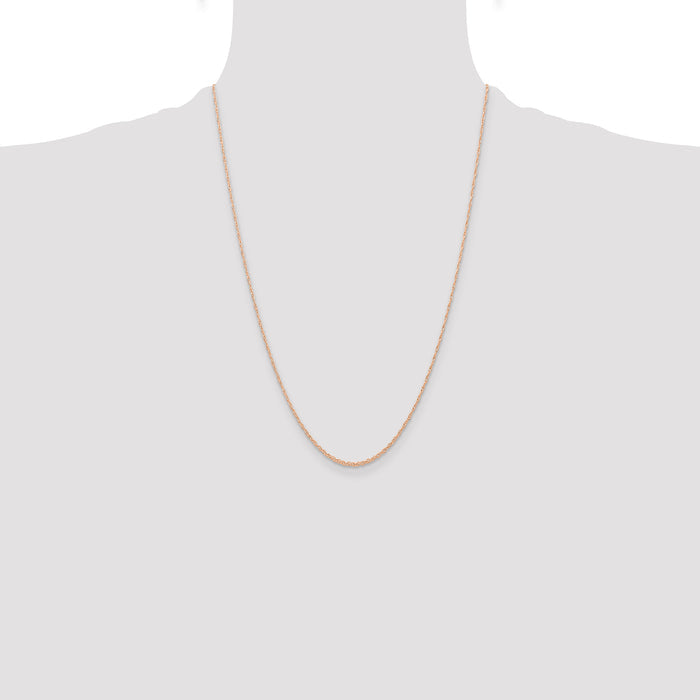 14k  Rose Gold .6 mm Carded Cable Rope Chain