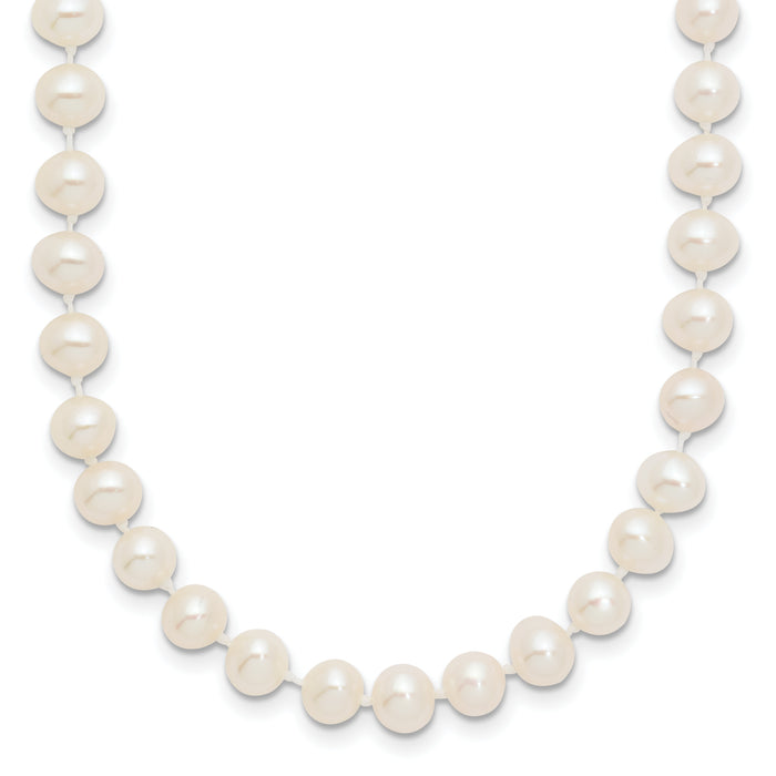 14k WG 5-6mm White Near Round Freshwater Cultured Pearl Necklace