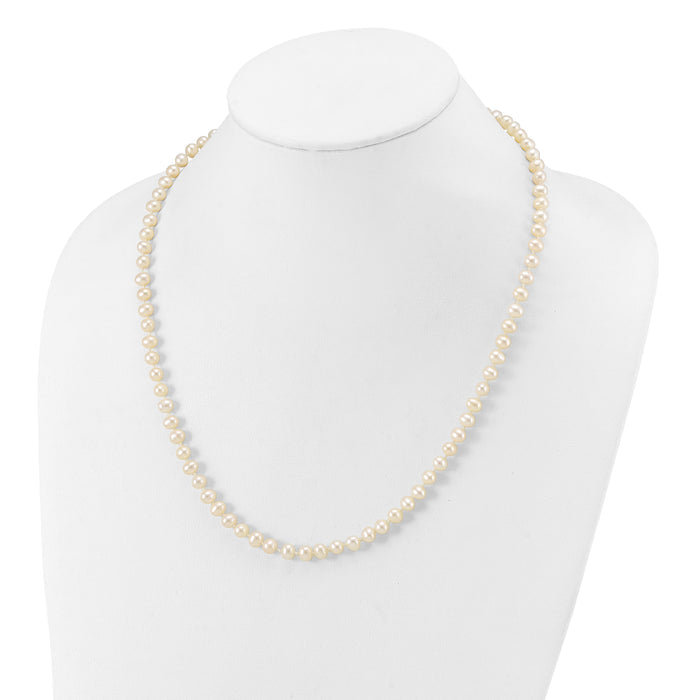 14k WG 5-6mm White Near Round Freshwater Cultured Pearl Necklace