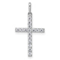 14k White Gold Polished CZ Cross Pendant