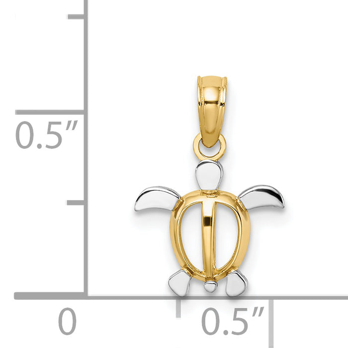 14K with White Rhodium Sea Turtle Charm