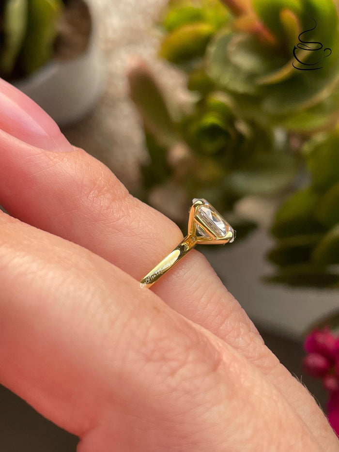 1.5CT oval engagement ring in Yellow Gold Vermeil, gold over sterling silver with 6A CZ simulated diamonds or moissanite, 10K, 14K, 18K gold
