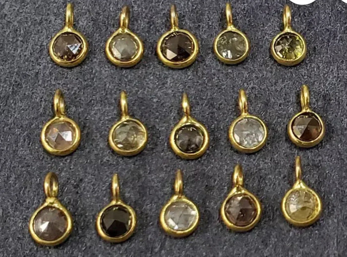 18k brown diamond charm - custom order - 2 pcs (free standard shipping) - K Jewelry Accessories