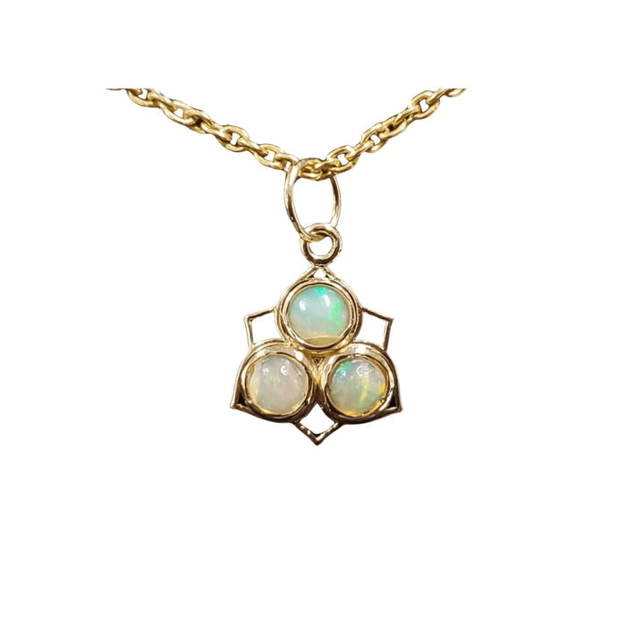18k Gold Ethiopian Opal Dainty Pendant - K Jewelry Accessories