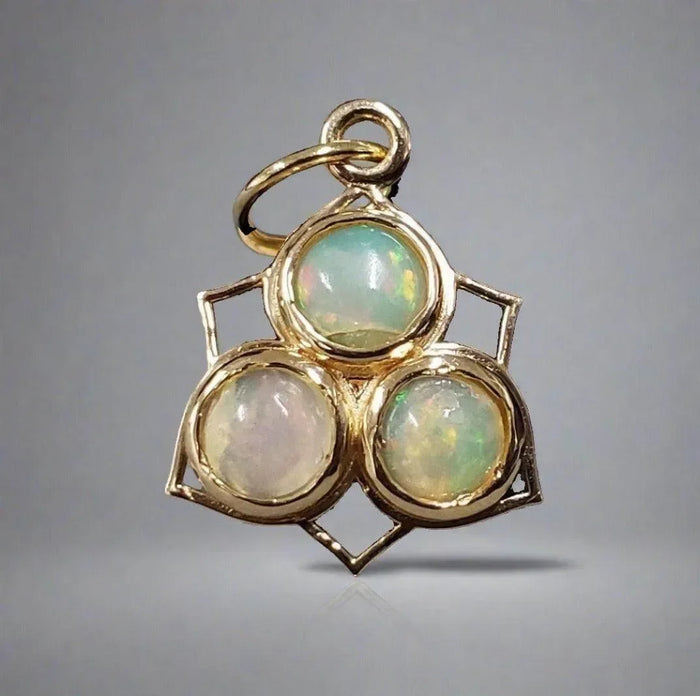 18k Gold Ethiopian Opal Dainty Pendant - K Jewelry Accessories
