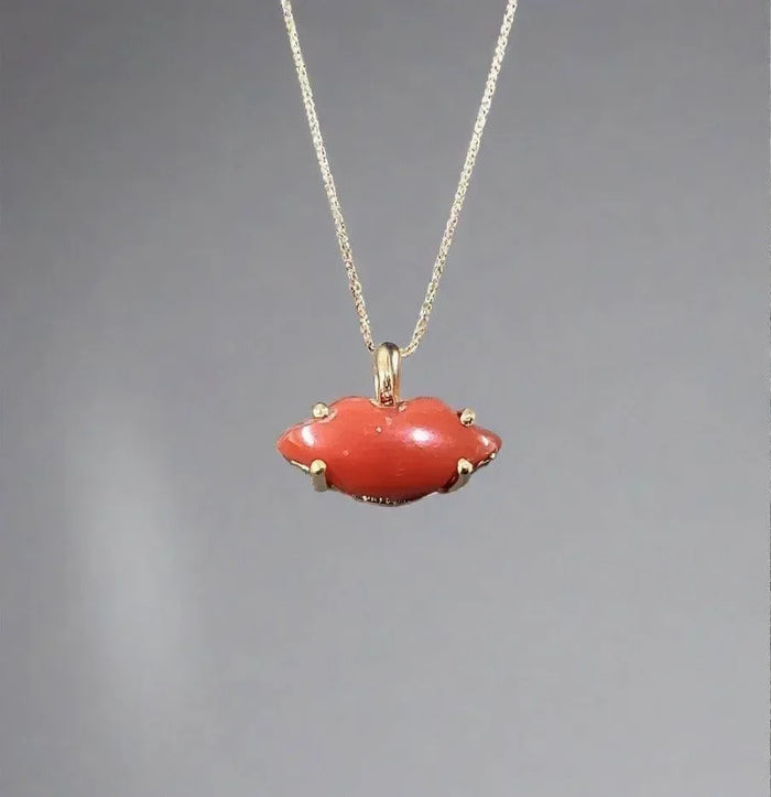 18k Gold Italian Coral Lip Charm For Women Birthstone Jewelry - K Jewelry Accessories