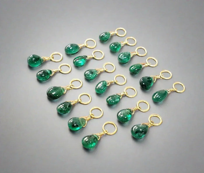 18k Gold Zambian Emerald Pendant Drop shape Charm - K Jewelry Accessories