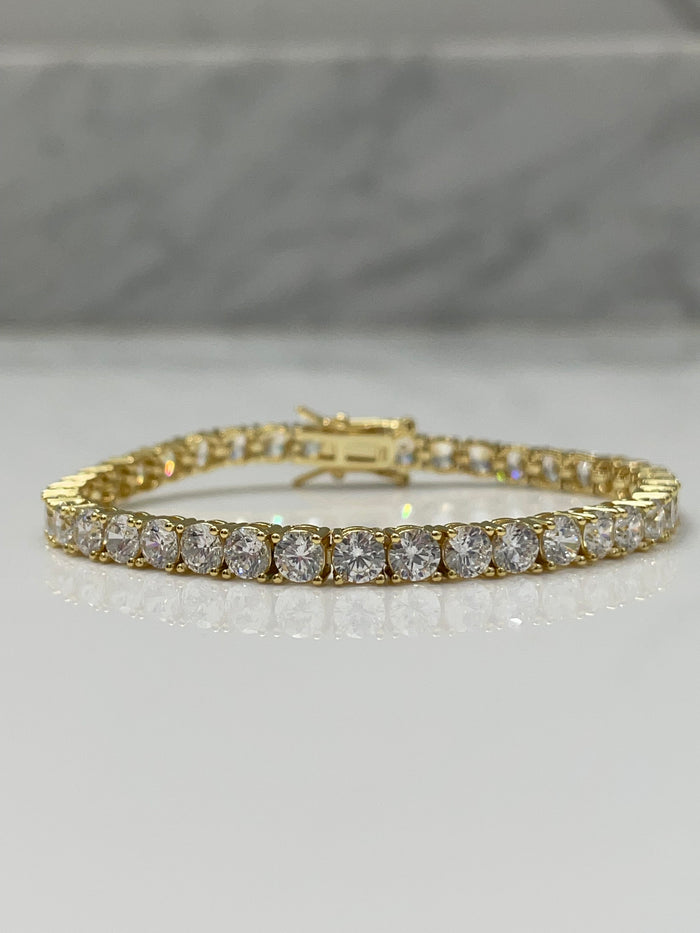 18K Yellow Gold Vermeil Tennis Bracelet With the Finest 5A CZ Diamonds