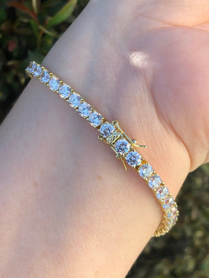 18K Yellow Gold Vermeil Tennis Bracelet With the Finest 5A CZ Diamonds