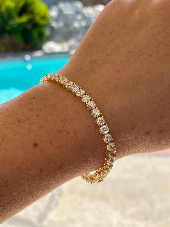 18K Yellow Gold Vermeil Tennis Bracelet With the Finest 5A CZ Diamonds