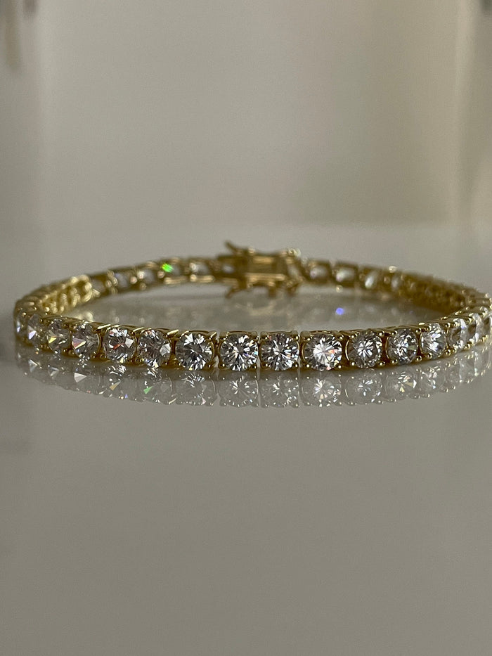 18K Yellow Gold Vermeil Tennis Bracelet With the Finest 5A CZ Diamonds
