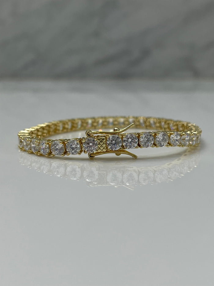18K Yellow Gold Vermeil Tennis Bracelet With the Finest 5A CZ Diamonds
