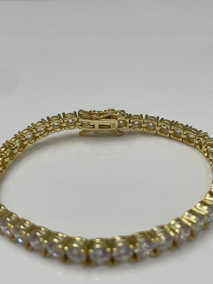 18K Yellow Gold Vermeil Tennis Bracelet With the Finest 5A CZ Diamonds