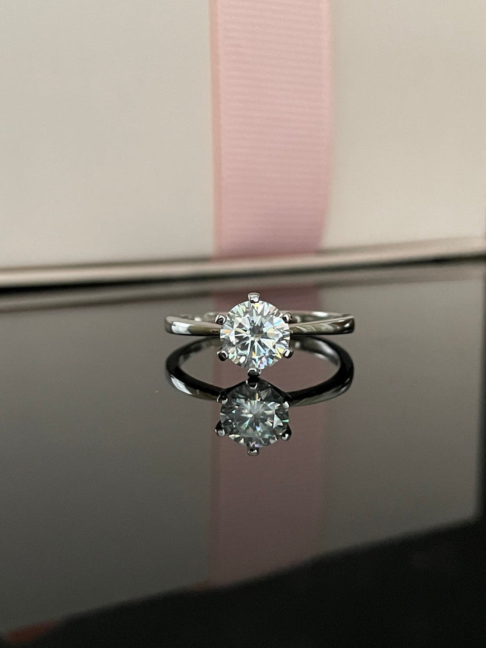 1CT 2CT Moissanite In Sterling Silver 925 Solitaire Engagement Ring