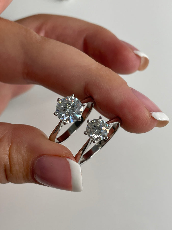 1CT 2CT Moissanite In Sterling Silver 925 Solitaire Engagement Ring
