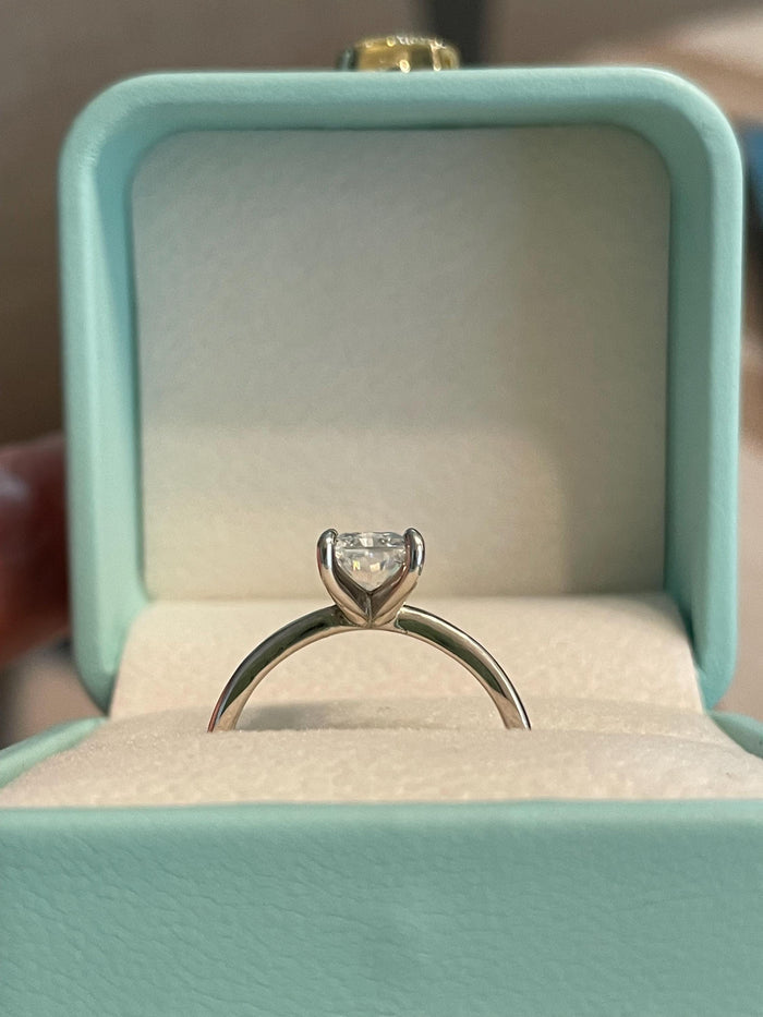 2 Carat Radiant Cut Moissanite Engagement Ring: Sterling Silver Solitaire