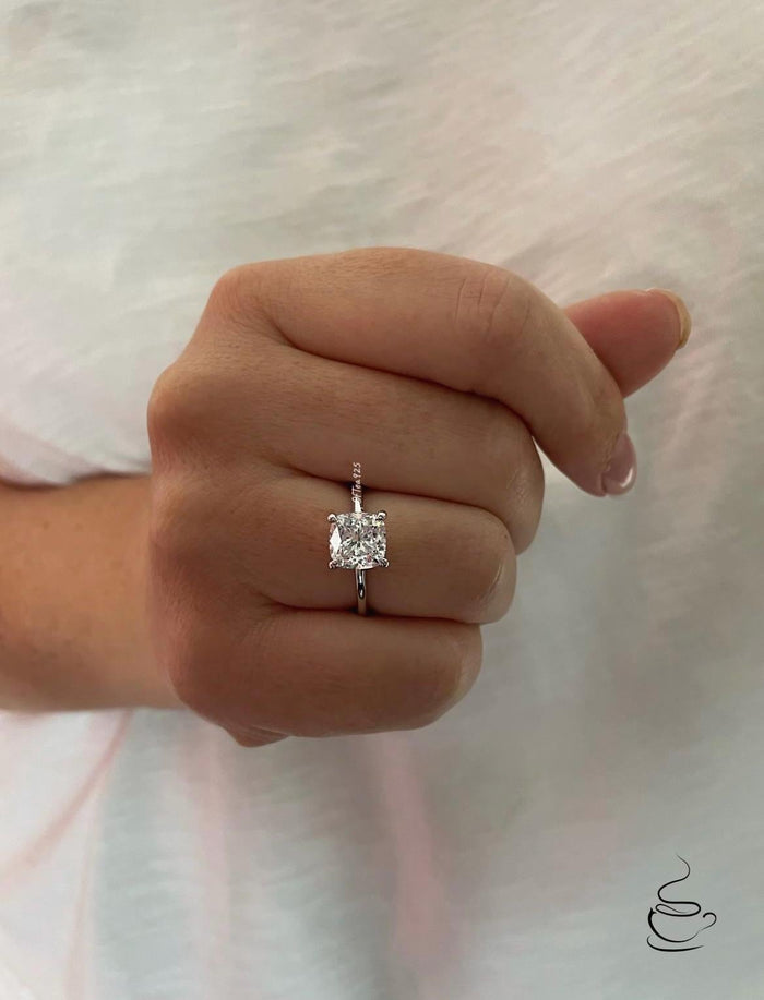 2.5CT Cushion Cut moissanite engagement ring in Sterling Silver 925, yellow gold vermeil cushion cut ring, rose gold vermeil ring