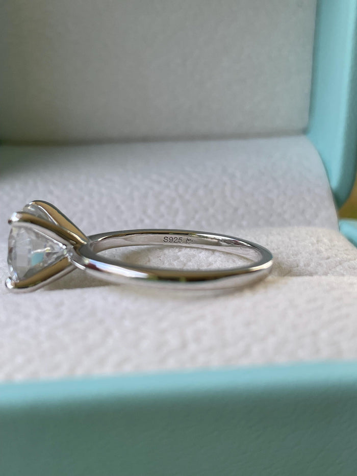 2.5CT Cushion Cut moissanite engagement ring in Sterling Silver 925, yellow gold vermeil cushion cut ring, rose gold vermeil ring