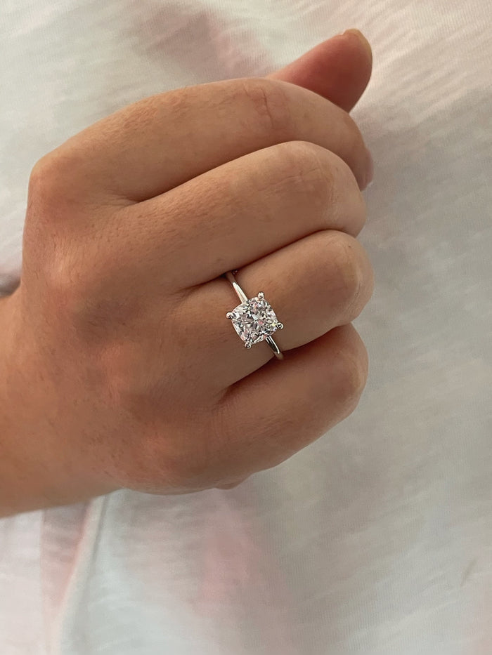 2.5CT Cushion Cut moissanite or CZ engagement ring in Sterling Silver 925, 10K gold ring, 14K gold ring, 18K gold ring promise ring