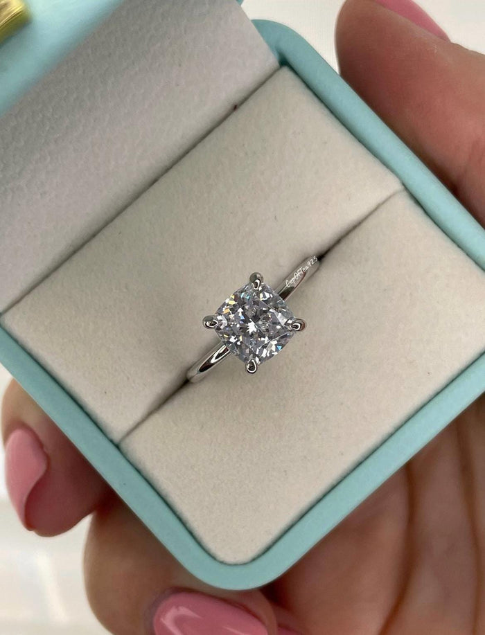 2.5CT Cushion Cut moissanite or CZ engagement ring in Sterling Silver 925, 10K gold ring, 14K gold ring, 18K gold ring promise ring