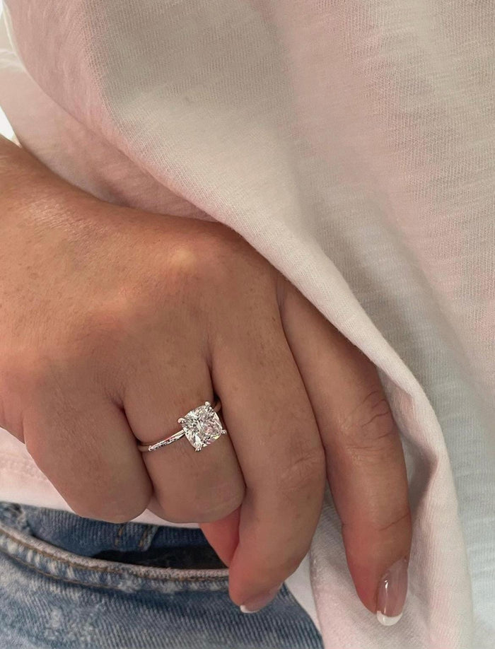 2.5CT Cushion Cut moissanite or CZ engagement ring in Sterling Silver 925, 10K gold ring, 14K gold ring, 18K gold ring promise ring