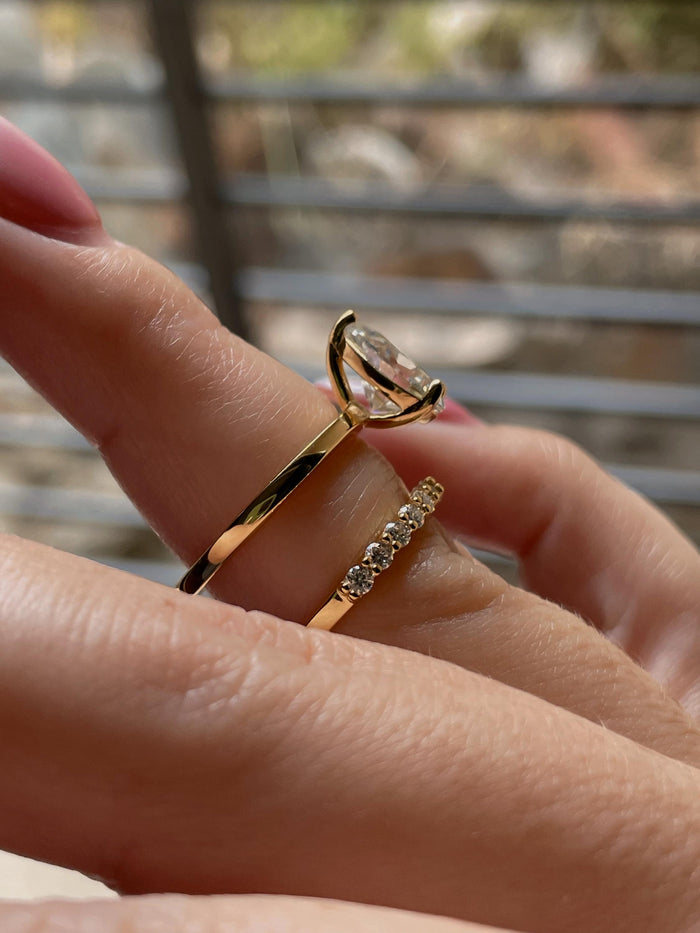 2CT Pear Cut Moissanite Engagement Ring Set , Sterling Silver with 14K Gold or Rhodium Finish and Half Eternity Band, proposal ring