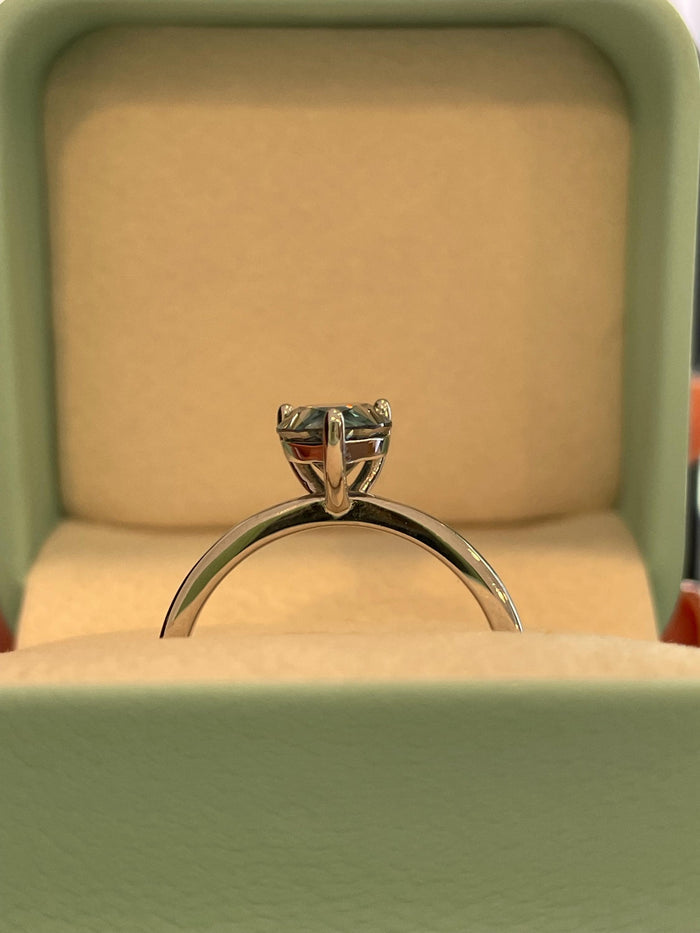2CT pear cut vivid blue moissanite engagement ring in yellow gold vermeil or sterling silver, gift for her, September birthstone ring