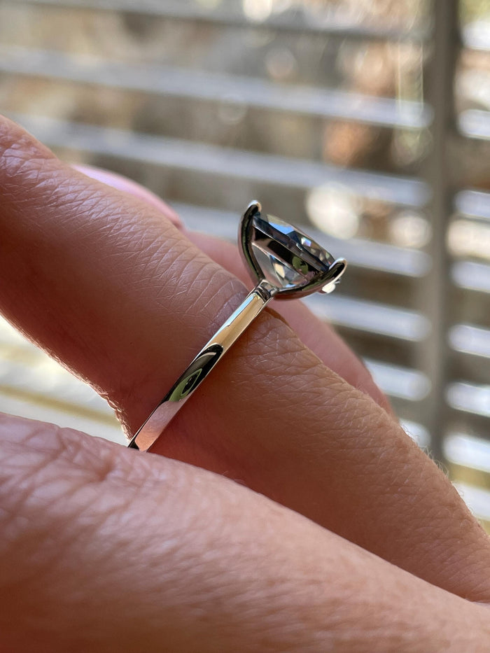 2CT pear cut vivid blue moissanite engagement ring in yellow gold vermeil or sterling silver, gift for her, September birthstone ring