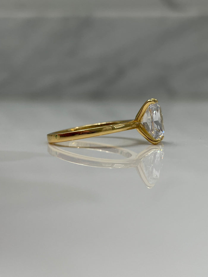 2CT Radiant Cut CZ Engagement Ring Yellow Gold Over Sterling Silver rectangle shape