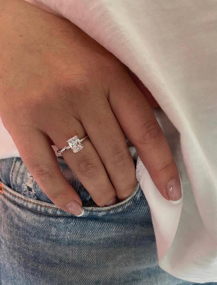 2CT radiant cut engagement ring Sterling silver 925 Yellow Gold vermeil, rose gold vermeil, solitaire engagement ring promise ring